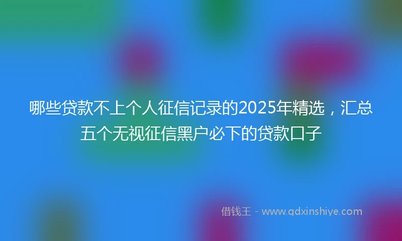 哪些贷款不上个人征信记录的2025年精选，汇总五个无视征信黑户必下的贷款口子