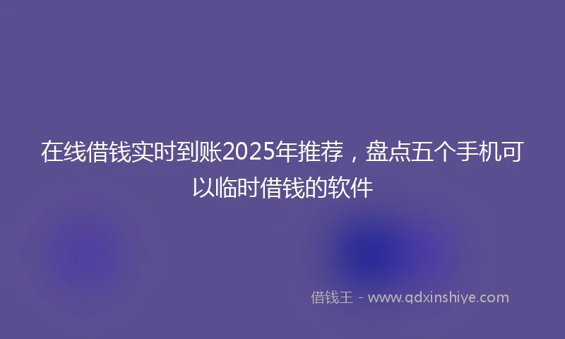 在线借钱实时到账2025年推荐,盘点五个手机可以临时借钱的软件