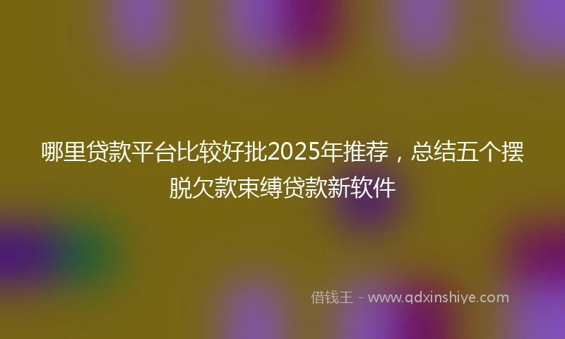 哪里贷款平台比较好批2025年推荐，总结五个摆脱欠款束缚贷款新软件