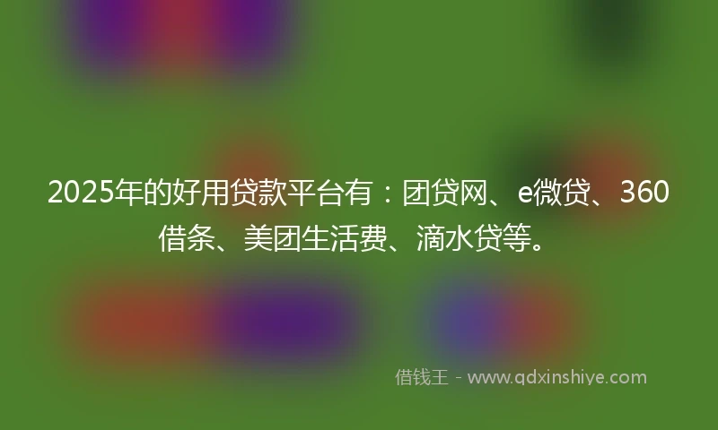 2025年的好用贷款平台有：团贷网、e微贷、360借条、美团生活费、滴水贷等。