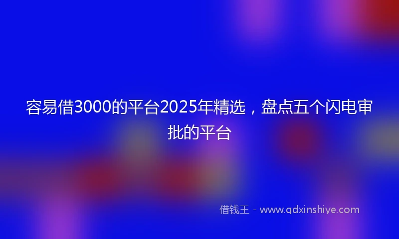 容易借3000的平台2025年精选，盘点五个闪电审批的平台
