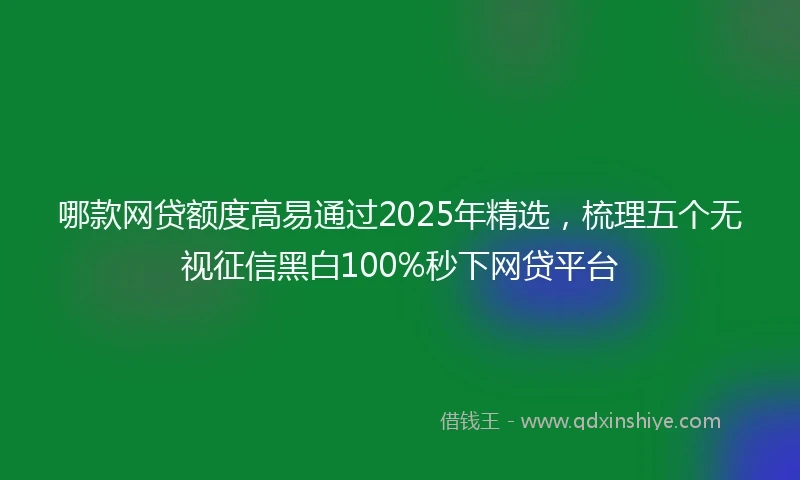 哪款网贷额度高易通过2025年精选，梳理五个无视征信黑白100%秒下网贷平台