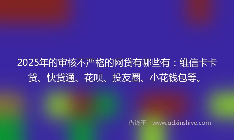 2025年的审核不严格的网贷有哪些有：维信卡卡贷、快贷通、花呗、投友圈、小花钱包等。
