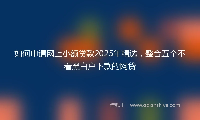 如何申请网上小额贷款2025年精选，整合五个不看黑白户下款的网贷