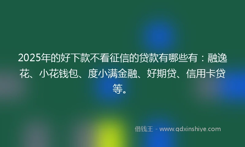 2025年的好下款不看征信的贷款有哪些有：融逸花、小花钱包、度小满金融、好期贷、信用卡贷等。