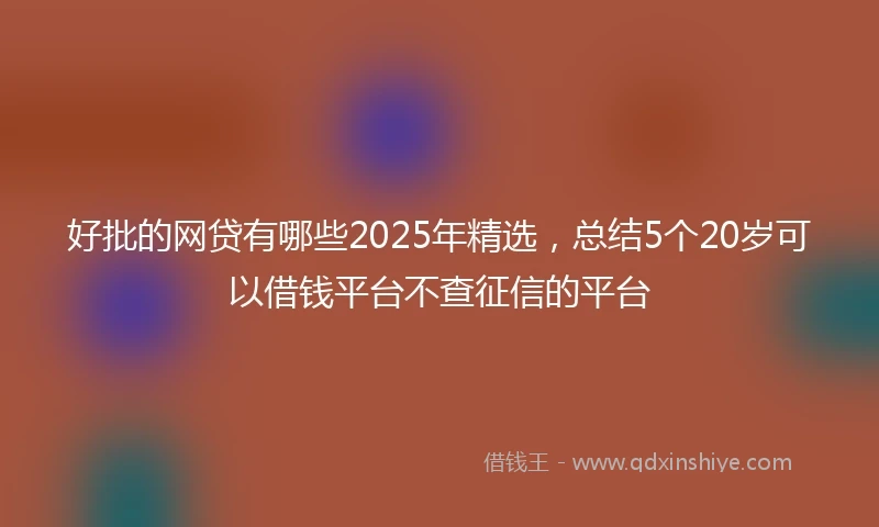 好批的网贷有哪些2025年精选，总结5个20岁可以借钱平台不查征信的平台