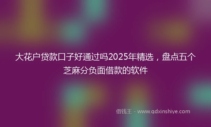 大花户贷款口子好通过吗2025年精选，盘点五个芝麻分负面借款的软件
