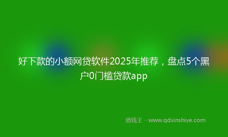 好下款的小额网贷软件2025年推荐，盘点5个黑户0门槛贷款app