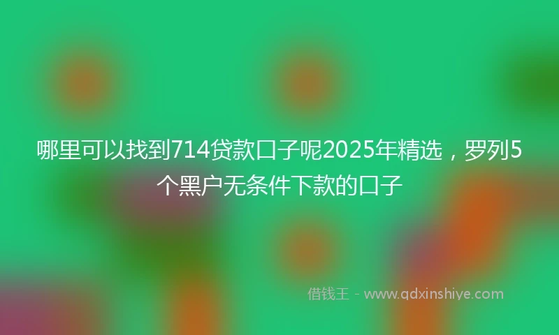 哪里可以找到714贷款口子呢2025年精选，罗列5个黑户无条件下款的口子