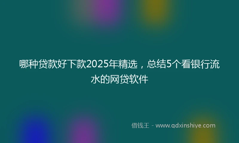 哪种贷款好下款2025年精选，总结5个看银行流水的网贷软件