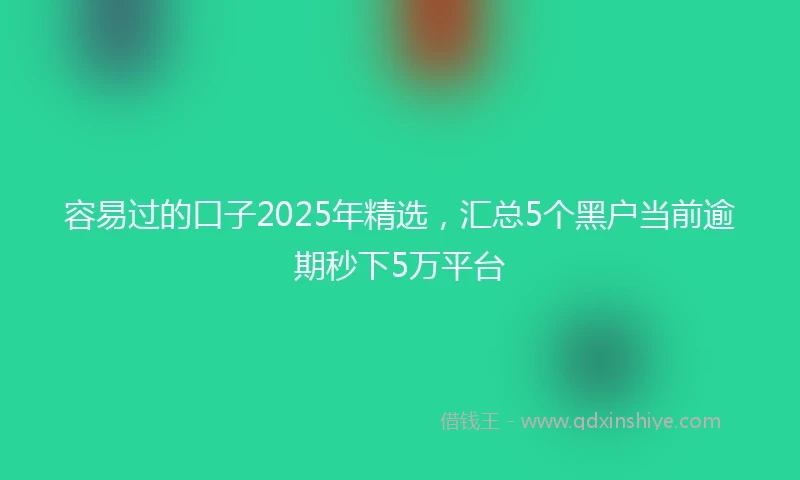 容易过的口子2025年精选，汇总5个黑户当前逾期秒下5万平台