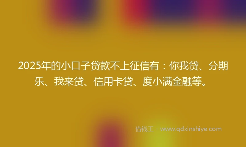 2025年的小口子贷款不上征信有：你我贷、分期乐、我来贷、信用卡贷、度小满金融等。