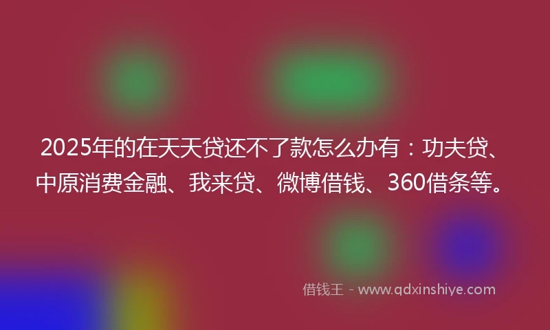 2025年的在天天贷还不了款怎么办有：功夫贷、中原消费金融、我来贷、微博借钱、360借条等。