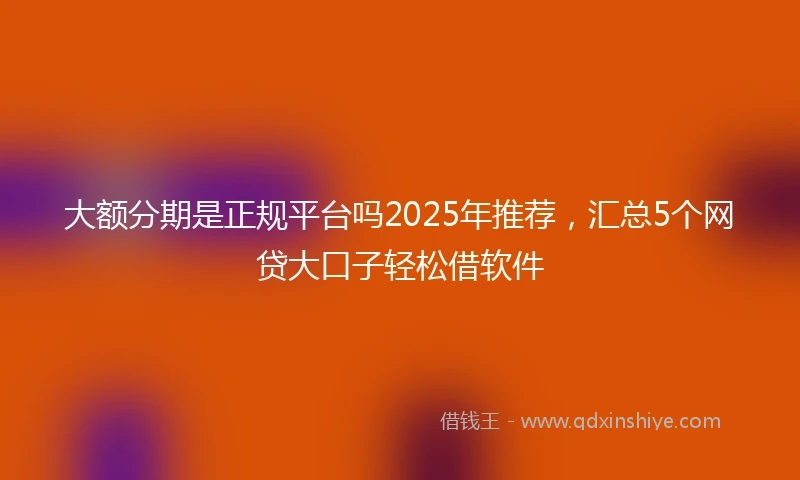 大额分期是正规平台吗2025年推荐，汇总5个网贷大口子轻松借软件
