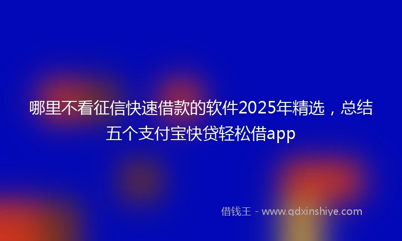 哪里不看征信快速借款的软件2025年精选，总结五个支付宝快贷轻松借app