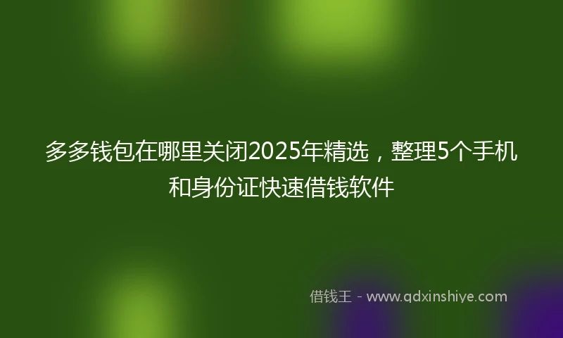 多多钱包在哪里关闭2025年精选,整理5个手机和身份证快速借钱软件