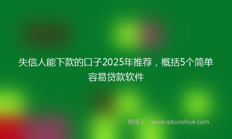 失信人能下款的口子2025年推荐，概括5个简单容易贷款软件