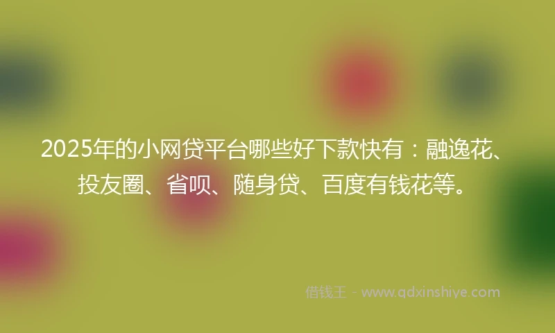 2025年的小网贷平台哪些好下款快有：融逸花、投友圈、省呗、随身贷、百度有钱花等。