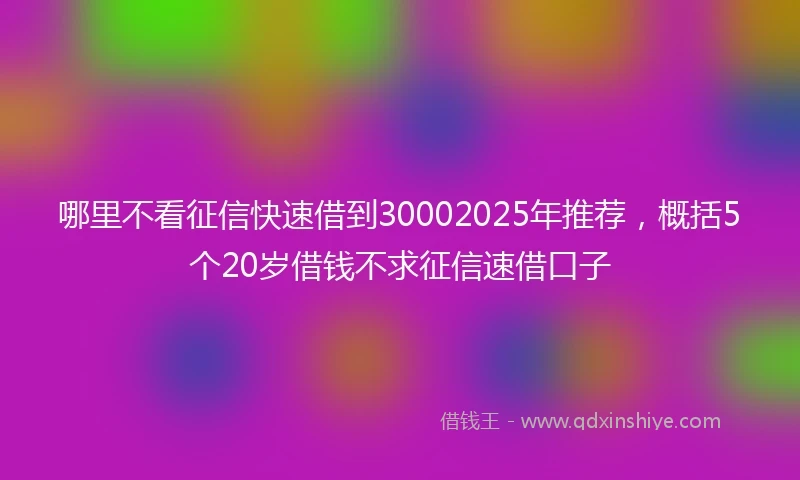 哪里不看征信快速借到30002025年推荐，概括5个20岁借钱不求征信速借口子