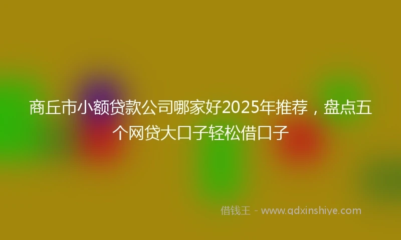 商丘市小额贷款公司哪家好2025年推荐，盘点五个网贷大口子轻松借口子