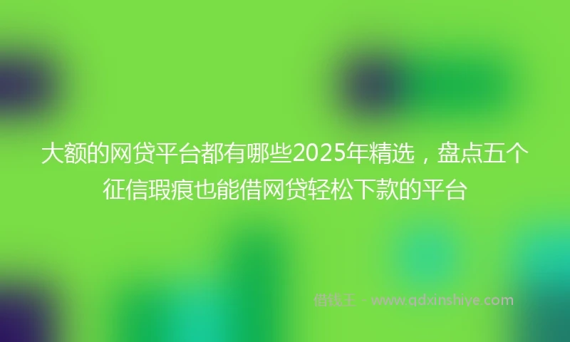 大额的网贷平台都有哪些2025年精选，盘点五个征信瑕疵也能借网贷轻松下款的平台