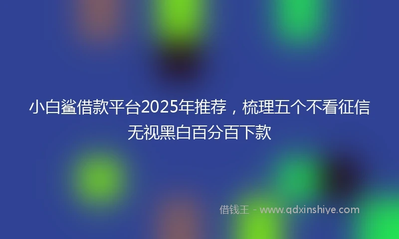 小白鲨借款平台2025年推荐，梳理五个不看征信无视黑白百分百下款