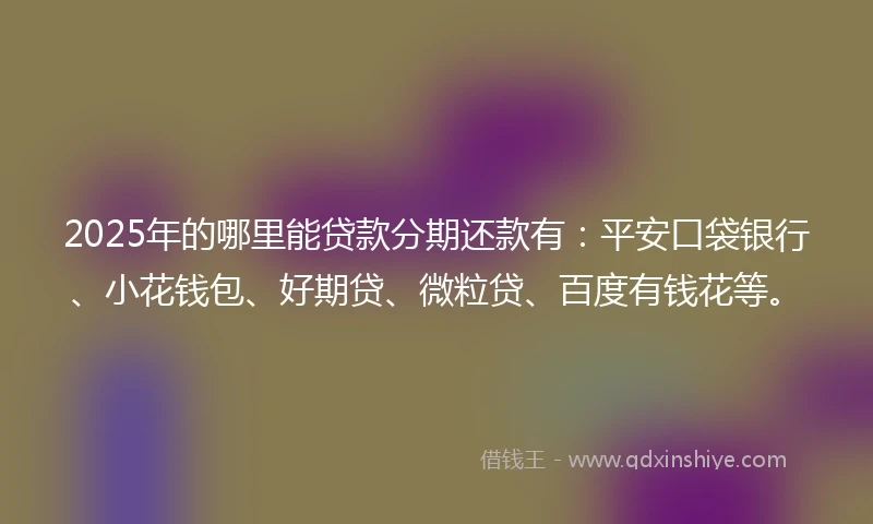 2025年的哪里能贷款分期还款有:平安口袋银行、小花钱包、好期贷、微粒贷、百度有钱花等。
