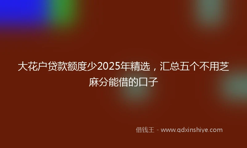 大花户贷款额度少2025年精选，汇总五个不用芝麻分能借的口子