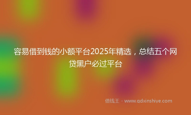 容易借到钱的小额平台2025年精选，总结五个网贷黑户必过平台
