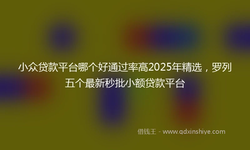 小众贷款平台哪个好通过率高2025年精选，罗列五个最新秒批小额贷款平台