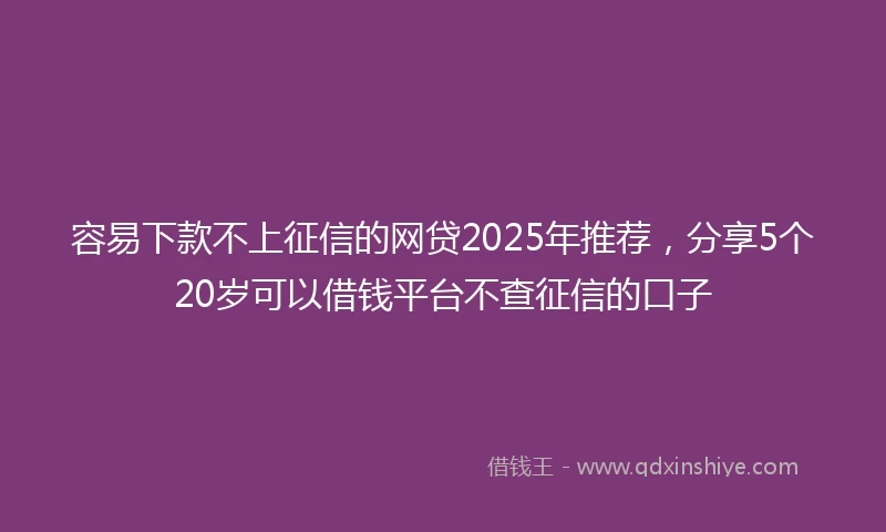 容易下款不上征信的网贷2025年推荐，分享5个20岁可以借钱平台不查征信的口子