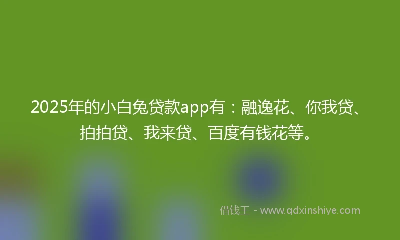 2025年的小白兔贷款app有：融逸花、你我贷、拍拍贷、我来贷、百度有钱花等。