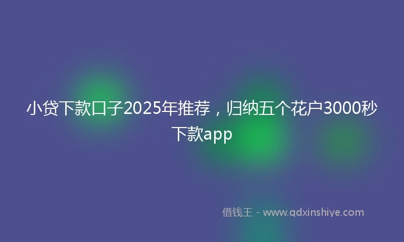 小贷下款口子2025年推荐，归纳五个花户3000秒下款app