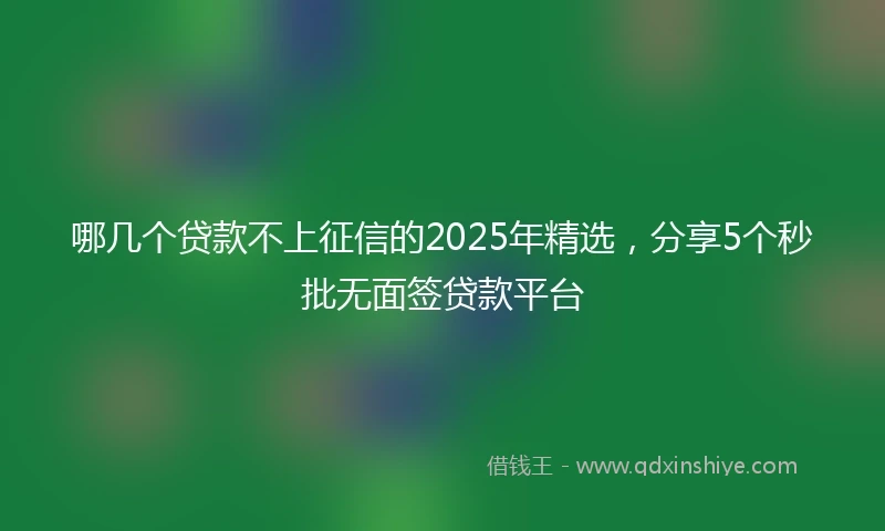 哪几个贷款不上征信的2025年精选，分享5个秒批无面签贷款平台