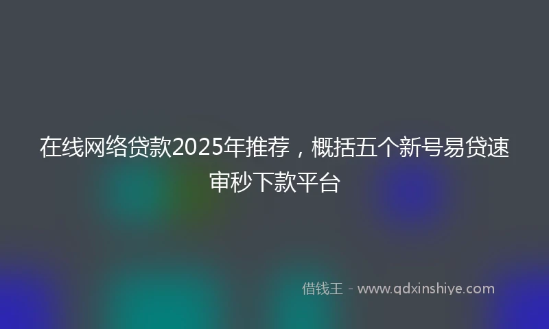 在线网络贷款2025年推荐，概括五个新号易贷速审秒下款平台