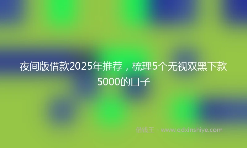 夜间版借款2025年推荐，梳理5个无视双黑下款5000的口子