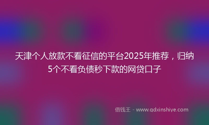 天津个人放款不看征信的平台2025年推荐，归纳5个不看负债秒下款的网贷口子