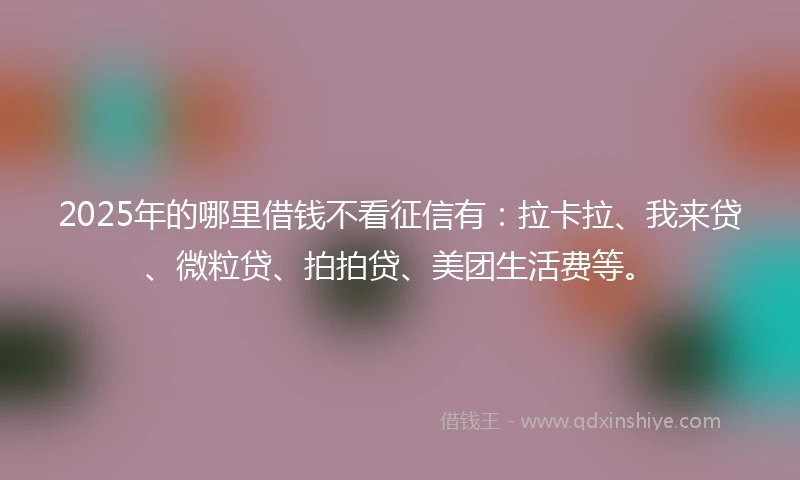 2025年的哪里借钱不看征信有：拉卡拉、我来贷、微粒贷、拍拍贷、美团生活费等。