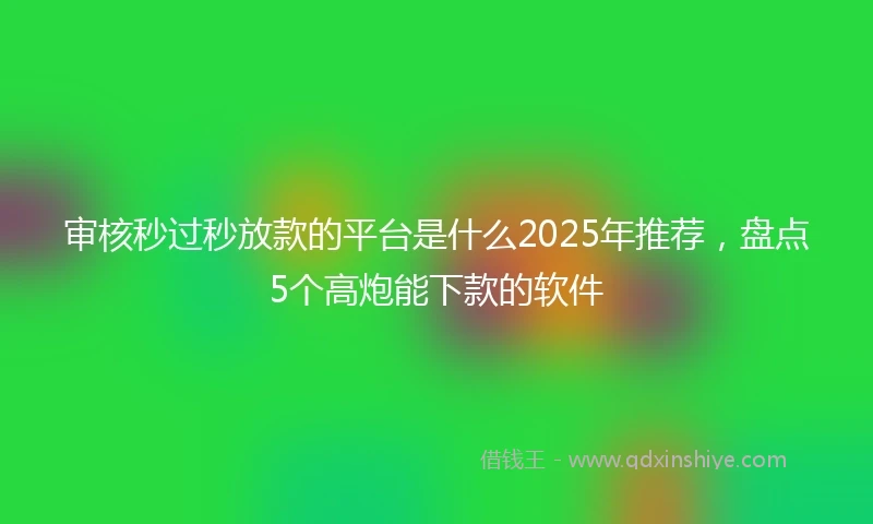 审核秒过秒放款的平台是什么2025年推荐，盘点5个高炮能下款的软件