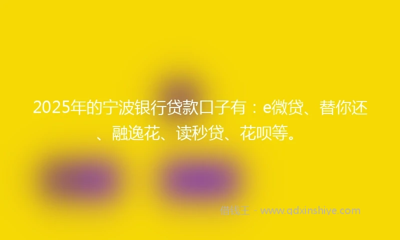 2025年的宁波银行贷款口子有：e微贷、替你还、融逸花、读秒贷、花呗等。