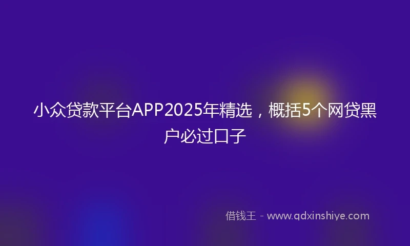 小众贷款平台APP2025年精选，概括5个网贷黑户必过口子