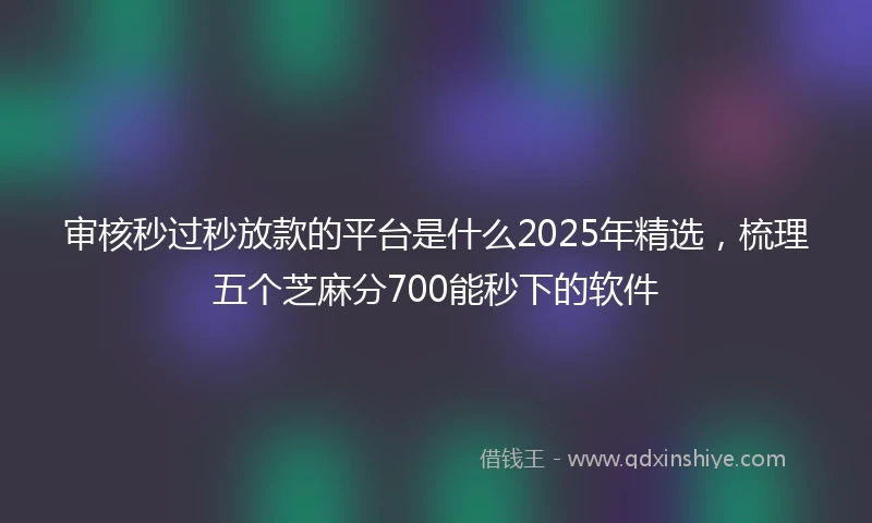 审核秒过秒放款的平台是什么2025年精选，梳理五个芝麻分700能秒下的软件