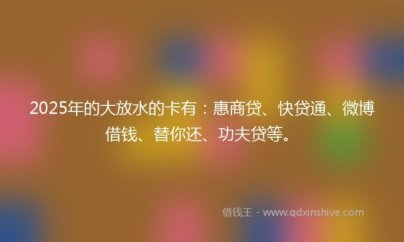 2025年的大放水的卡有：惠商贷、快贷通、微博借钱、替你还、功夫贷等。