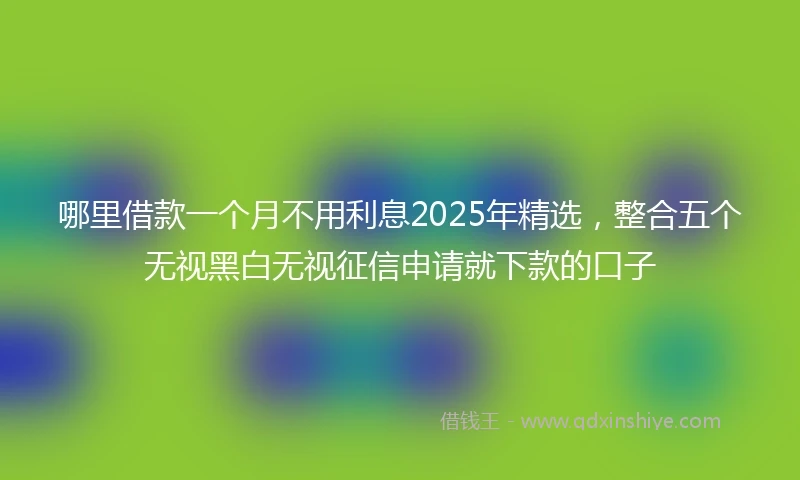 哪里借款一个月不用利息2025年精选，整合五个无视黑白无视征信申请就下款的口子