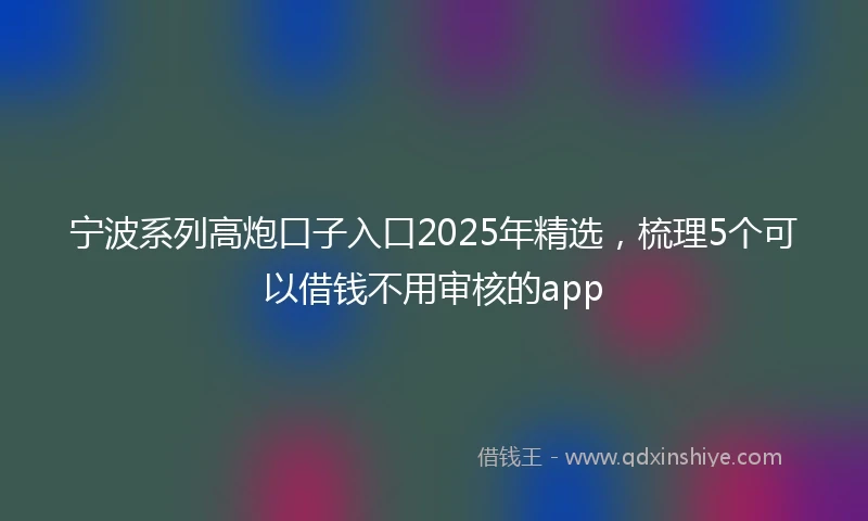 宁波系列高炮口子入口2025年精选，梳理5个可以借钱不用审核的app