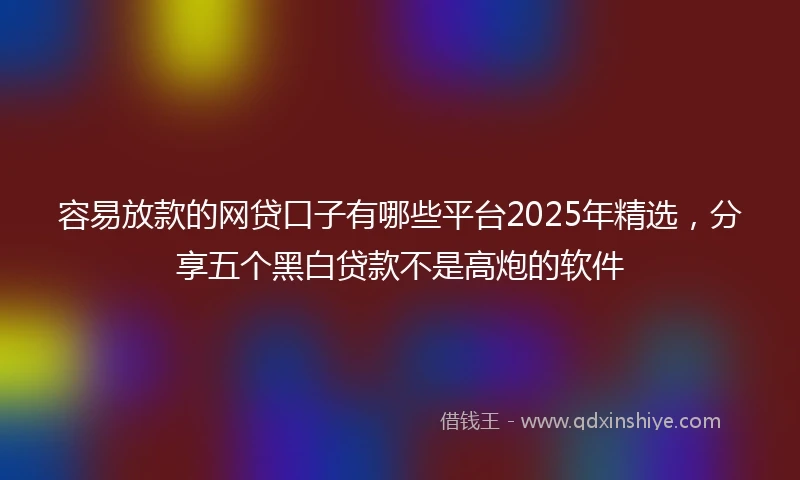 容易放款的网贷口子有哪些平台2025年精选，分享五个黑白贷款不是高炮的软件