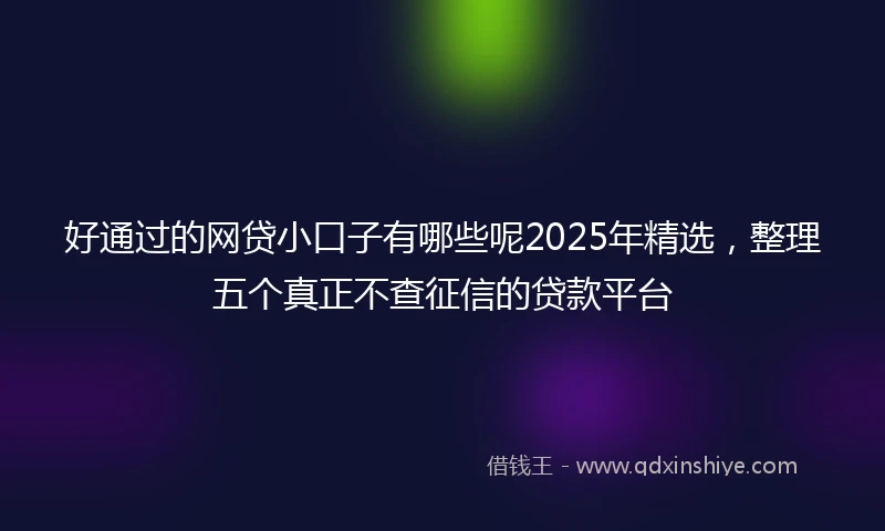 好通过的网贷小口子有哪些呢2025年精选,整理五个真正不查征信的贷款平台