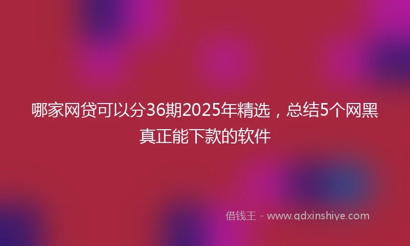 哪家网贷可以分36期2025年精选，总结5个网黑真正能下款的软件