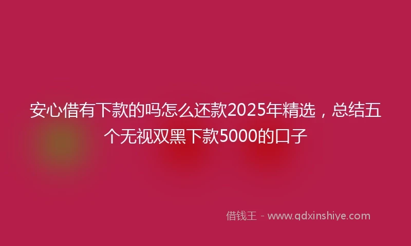 安心借有下款的吗怎么还款2025年精选，总结五个无视双黑下款5000的口子
