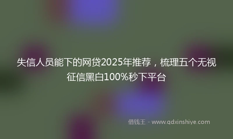 失信人员能下的网贷2025年推荐,梳理五个无视征信黑白100%秒下平台